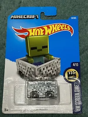 Buy Hot Wheels Minecraft Minecart 2017 HW Screen Time Series 4/10 Rare Long Card • 9£