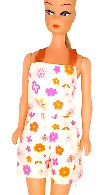 Buy 1998 Barbie Weekend Orange Flower Overall Mini Dress B465 • 6.18£