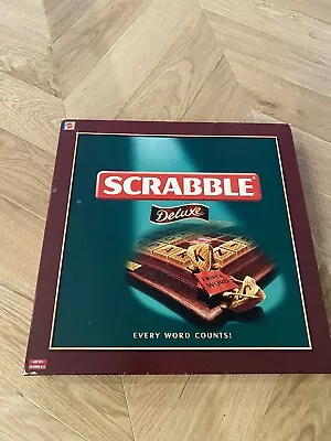 Buy Scrabble Deluxe Edition Complete Turntable Board Wooden Tiles Velvet Bag 2000 • 75£