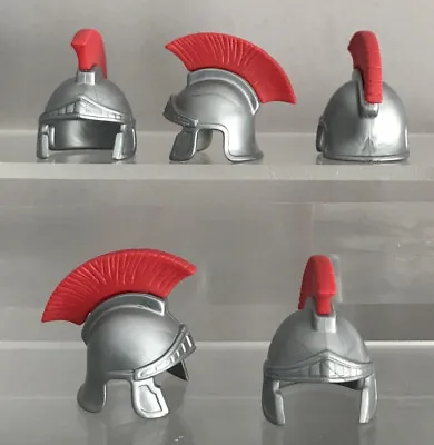 Buy Playmobil 5 Roman Helmets Silver With Red Plumes For Centurions Generals • 5.50£