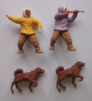 Buy 1/32  2 X Timpo Eskimo / Inuit Figures (1 Yellow 1 Purple) With 2 Sled Dogs • 9.99£