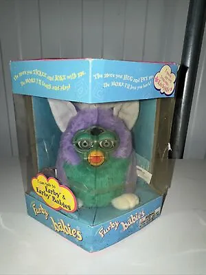 Buy VINTAGE FURBY BABIES PURPLE AND GREEN WHITE  TIGER HASBRO 1999 Boxed Unopened • 49.99£