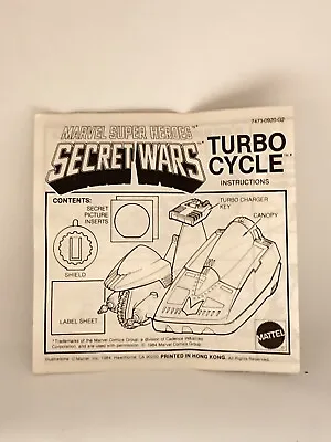 Buy Vintage Mattel Secret Wars Turbo Cycle Instructions  • 10£