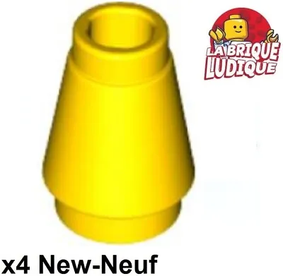 Buy Lego 4x Cone 1x1 With Top Groove Yellow/Yellow 4589b New • 1.39£