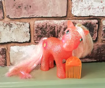 Buy My Little Pony Sunspot G1 Vintage Hasbro 1984 & Comb Orange Glitter Retro Toy • 19.99£