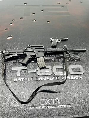 Buy 1/6 Scale Hot Toys DX13 Battle Damaged Terminator 2 M16 Assault Rifle & Pistol • 29.99£