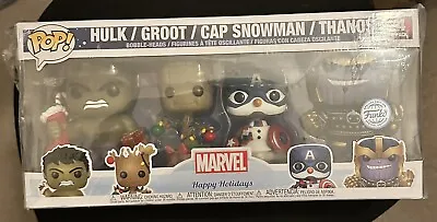 Buy Funko POP Marvel Christmas Holiday Hulk, Groot, Captain America Snowman & Thanos • 28.95£
