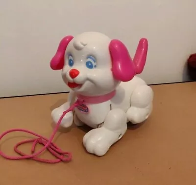 Buy Fisher Price Pink White Dog Pull Along Walking Toy 2005 Mattel 6 X7  • 17.95£