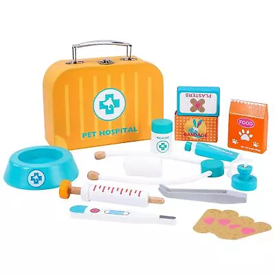 Buy Wooden Pet Hospital Playset Vet Doctor Toy Kit Carry Case 3+ • 16.17£