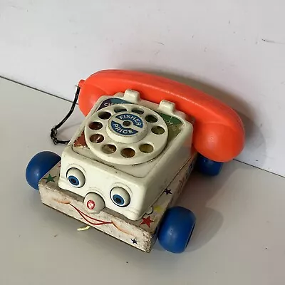 Buy Fisher-Price Chatter Telephone Pull-Along Toy 1961 Vintage Nursery Toy Wood Base • 9.99£