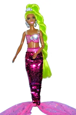 Buy %***Cute Barbie*Mermaid*Asterisk Tattoos*Long Shiny Green Hair***% • 14.79£