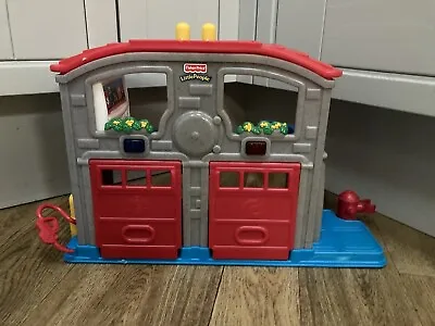 Buy Fisher Price Little People Fire Station Lights & Sounds Doors Open No Vehicles • 8.99£