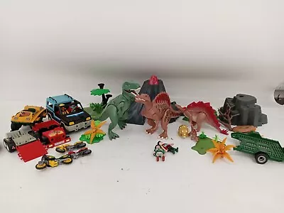 Buy Playmobile Large Toy Bundle Volcano & Dinosaurs & Jeeps & Motorcycles Preowned • 9.99£