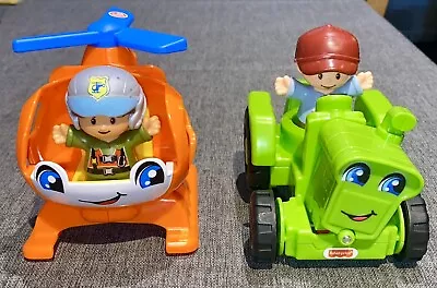 Buy Fisher Price Little People Happy Tractor Jeep Helicopter + 2 Figures Moving Head • 14.99£
