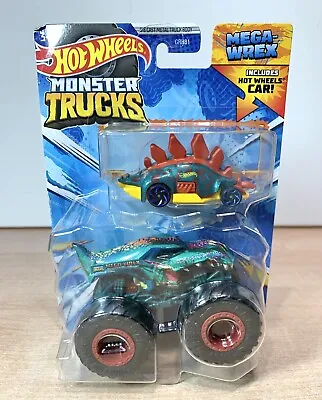 Buy Hot Wheels Monster Trucks Mega Wrex Truck With Hot Wheels Car 1:64 Scale New • 18.95£