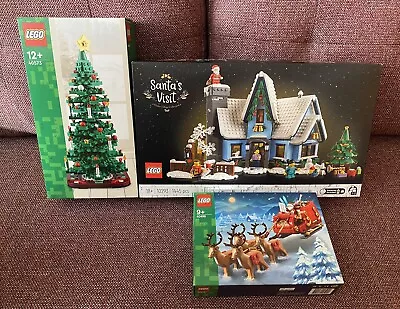 Buy New LEGO Icons Santa’s Visit 10293 Christmas Tree 40573 Santa's Sleigh 40499 • 139.95£