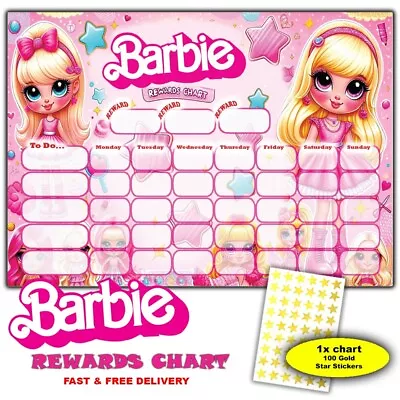 Buy Barbie - Children's Good Behaviour Reward Chart - 100x Gold Star Stickers • 3.99£