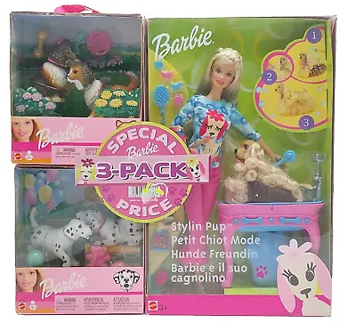 Buy 2002 Stylin' Pup Barbie Doll Special 3-Pack With Dogs / Mattel 56684, NrfB • 136.48£