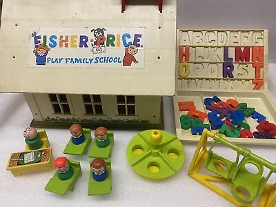 Buy Vintage Fisher Price Play Family School 1971 Figures Playground Letters Numbers • 24£