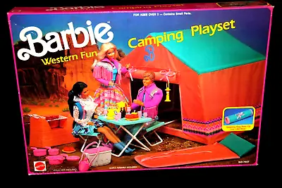 Buy NIB NRFB Barbie Western Fun Camping Play Set #7497 Arco Toys LTD, Mattel Co 1990 • 161.47£