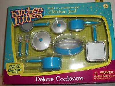Buy Kitchen Littles Deluxe Cookware 9 Pc Set Heavy Die Cast Metal Nib Blue Rare • 95.06£