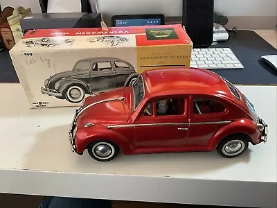 Buy Vintage 1960s RED 10” Bandai Bump & Go Volkswagen Sedan Beetle VW Tin Bug. • 117£