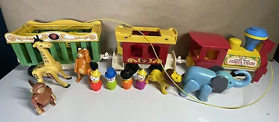 Buy Fisher-Price Circus Train 991 & Clown People Animals Pull Along Vintage 1973 • 49.99£