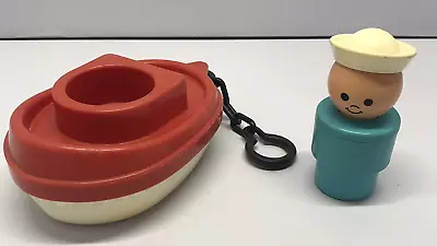 Buy Fisher Price Large Little People Tug Boat - With Turquoise Sailor Vintage 1978 • 14.99£