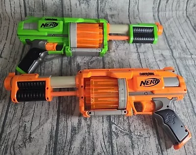 Buy 2X Nerf Dart Tag Pump Action Gun With 10 Dart Drum Orange And Green • 19.99£
