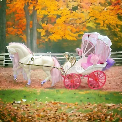 Buy Barbie Crystal Carriage + Horse Crystal Horse Magic Hearts / Mattel 1993 • 137.28£