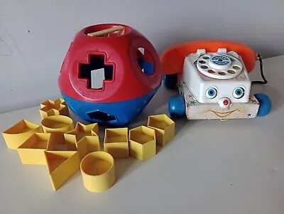 Buy Vintage Fisher Price Toy Telephone And Shape Sorter • 20£