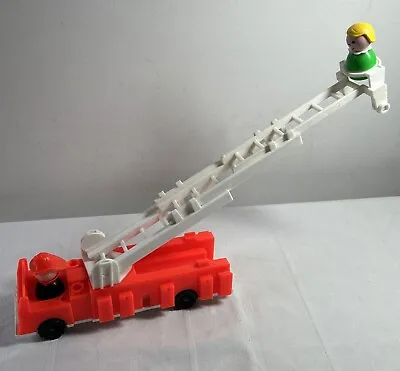 Buy Vintage Fisher Price Little People Fire Engine Truck + Red Hat Fireman + Figure • 6.50£