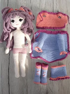 Buy Crochet Guide For Amigurumi Doll Claire With Outfit Jeans Blue Crochet Doll • 5.68£