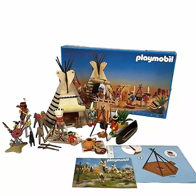 Buy Playmobil 3733 Western Indian Tepees Campsite Village Complete With Box 90s Set • 74.99£