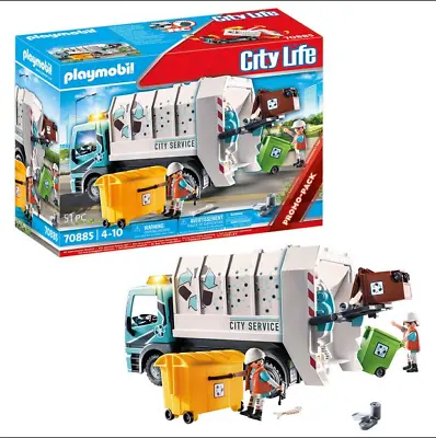 Buy Playmobil City Life Garbage Bin Truck Flashing Lights Kids Young Toy Car Lorry • 35.99£