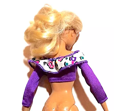 Buy 1994 Barbie Make Up Pretty Purple Flower Top B645 • 5.15£