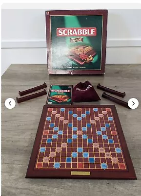 Buy Scrabble Deluxe Edition By Mattel Vintage 2000 Wooden Tiles & Turntable Complete • 49.99£