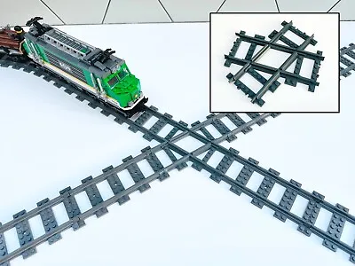Buy Lego Compatible Angled Crossover Train Track Section  - 67.5 Degree Cross Track • 7.50£
