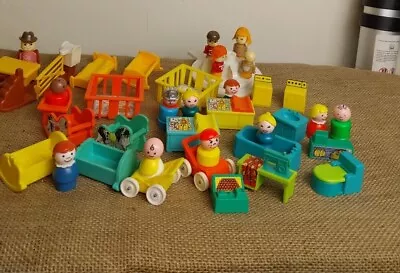 Buy Vintage Fisher Price Figures  And Furniture Ect  Bundle 1970's • 28.99£